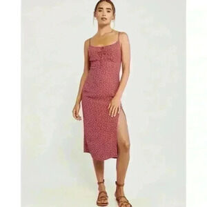 Abercrombie & Fitch Ruched Cami Midi Dress